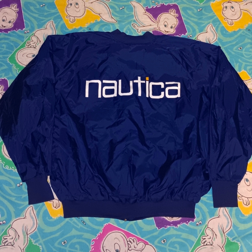 80s Nautica Cotton Lined Navy Blue Windbreaker Jacket Vintagw